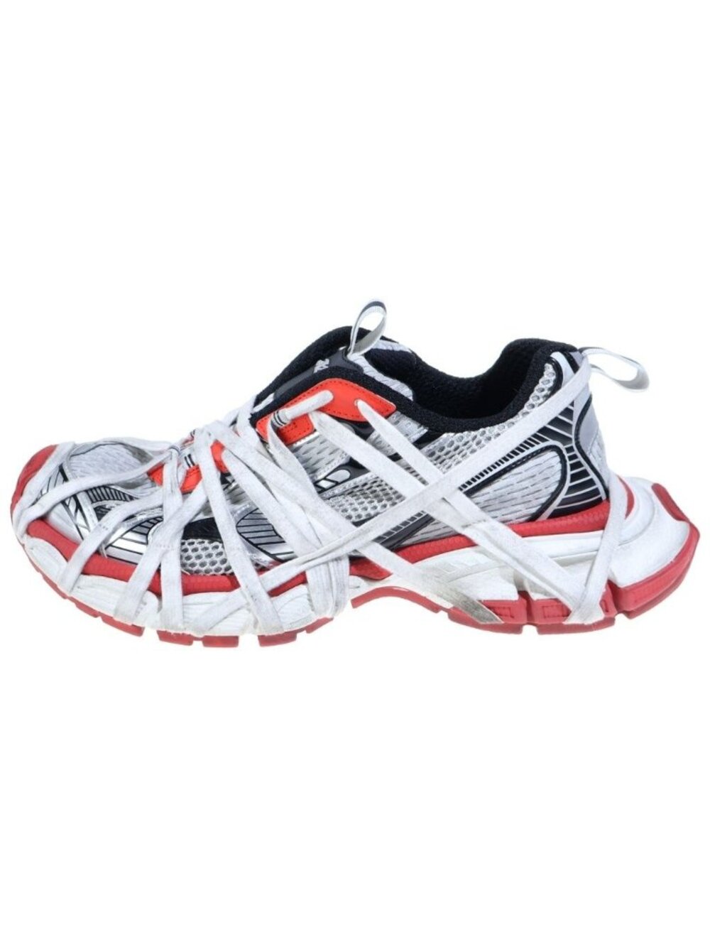 Balenciaga 3XL Lace Matelasse Low Cut Volumesneakers Gray Red Sneakers